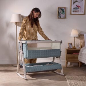 Tutti Bambini CoZee Sense Bedside Crib Whitewash Kelp (1)