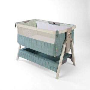 Tutti Bambini CoZee Sense Bedside Crib Whitewash Kelp (1)