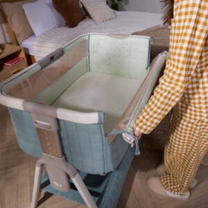 Tutti Bambini CoZee Sense Bedside Crib Whitewash Kelp (13)