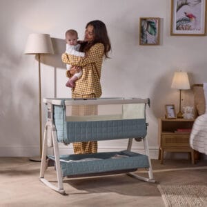 Tutti Bambini CoZee Sense Bedside Crib Whitewash Kelp