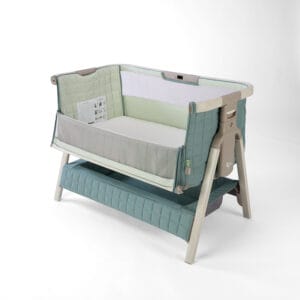 Tutti Bambini CoZee Sense Bedside Crib Whitewash Kelp (2)