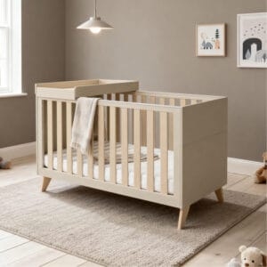 Babymore Dante Cot Bed with Cot Top Changer Cashmere (1)