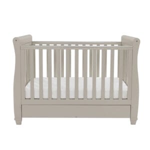 Babymore Eva Sleigh Cot Bed Drop Side with Drawer Cashmere (4)