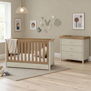 Babymore Mira 2 Piece Nursery Room Set Cashmere Warm Oak (1)