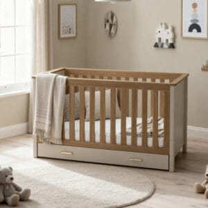Babymore Mira Cot Bed Cashmere Warm Oak (1)
