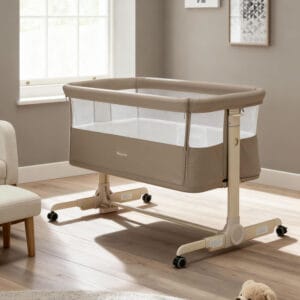 Babymore Neera Bedside Crib Khaki (2)