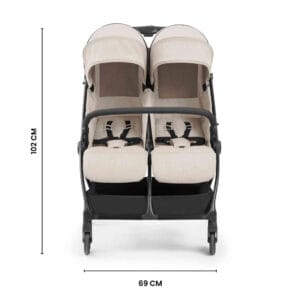 Ickle Bubba Aries MAX Double Auto Fold Stroller Stone (1)