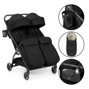 Ickle Bubba Aries PRIME Double Auto Fold Stroller Black