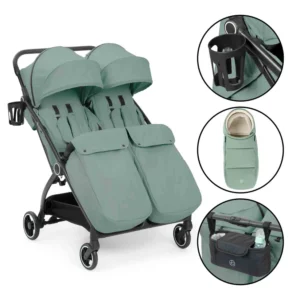 Ickle Bubba Aries PRIME Double Auto Fold Stroller Sage Green