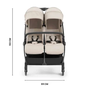 Ickle Bubba Aries PRIME Double Auto Fold Stroller Stone (1)