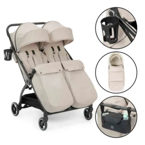 Ickle Bubba Aries PRIME Double Auto Fold Stroller Stone