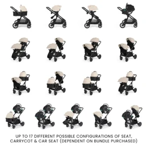 Ickle Bubba Virgo Growing Family 14 Piece Travel System with i Size Nimbus Car Seat & Spin ISOFIX Base Stone (21)