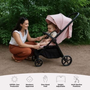 My Babiie MB170 PLUS Pushchair Pastel Pink (7)