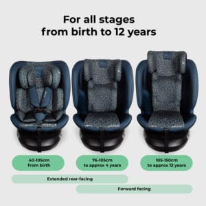 My Babiie MBCS200 i Size (40 150cm) Spin Car Seat Navy Leopard (2)