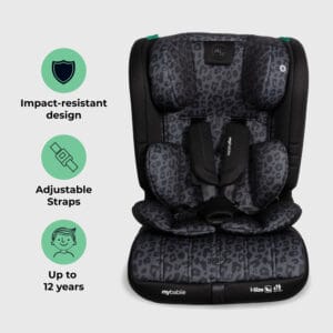 My Babiie MBCS50 i Size (76 150cm) Car Seat Non ISOFIX Black Leopard (1)