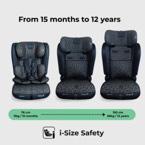 My Babiie MBCS50 i Size (76 150cm) Car Seat Non ISOFIX Navy Leopard (2)