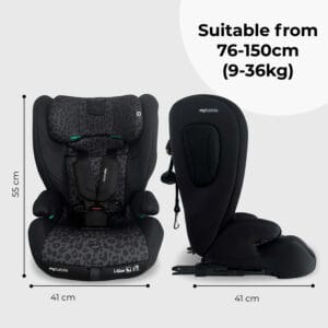 My Babiie MBCS75 i Size (76 150cm) Car Seat ISOFIX Black Leopard (2)