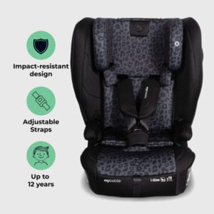 My Babiie MBCS80 i Size (76 150cm) Car Seat ISOFIX Black Leopard (1)