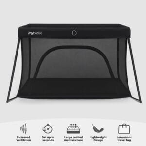 My Babiie MBTC2 Air Light 2 in 1 Travel Cot Black (1)