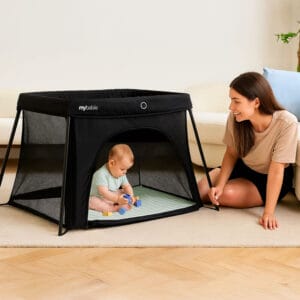 My Babiie MBTC3 Air Light 3 in 1 Travel Cot with Bassinet Black (4)
