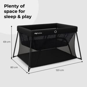 My Babiie MBTC3 Air Light 3 in 1 Travel Cot with Bassinet Black (6)