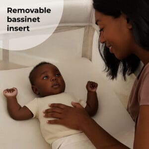 My Babiie MBTC3 Air Light 3 in 1 Travel Cot with Bassinet Ivory (1)