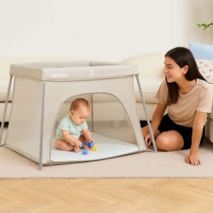 My Babiie MBTC3 Air Light 3 in 1 Travel Cot with Bassinet Ivory (2)