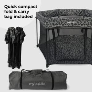 My Babiie Playpen Grey Leopard (2)