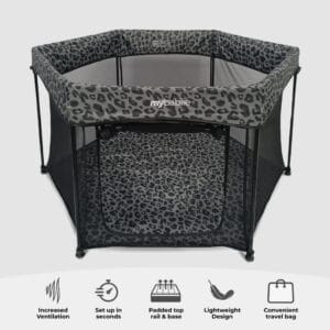 My Babiie Playpen Grey Leopard (4)