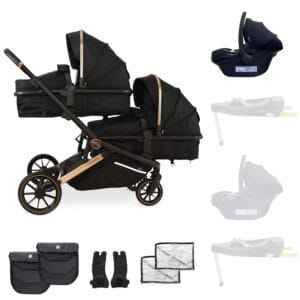 MyBabiee MB33 Tandem Stroller Rose Gold Black (1)
