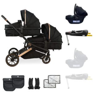 MyBabiee MB33 Tandem Stroller Rose Gold Black (2)