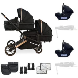 MyBabiee MB33 Tandem Stroller Rose Gold Black (4)