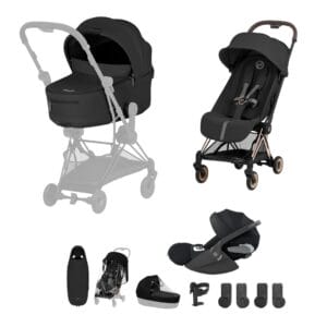 NEW CYBEX Coya Ultimate Accessory Bundle Comfort Collection - Rose Gold - Sepia Black