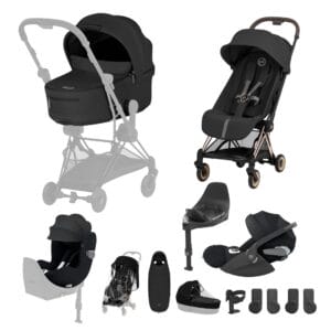 NEW CYBEX Coya Ultimate Birth & Beyond Bundle Comfort Collection - Rose Gold - Sepia Black