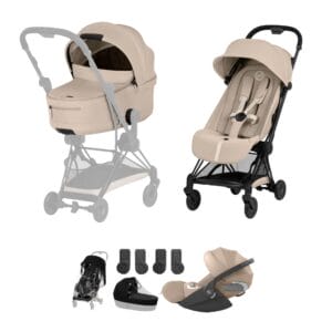 NEW CYBEX Coya Ultimate Bundle Comfort Collection - Matt Black - Cozy Beige