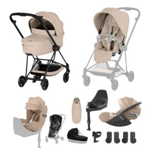 NEW CYBEX Mios Ultimate Birth & Beyond Bundle Comfort Collection Matt Black Cozy Beige