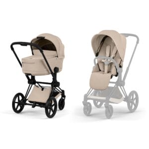 NEW CYBEX Priam Pushchair Set Comfort Collection - Matt Black - Cozy Beige