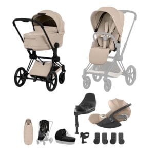 NEW CYBEX Priam Ultimate Accessory Bundle Comfort Collection Matt Black Cozy Beige