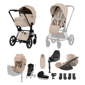 NEW CYBEX Priam Ultimate Birth & Beyond Bundle Comfort Collection Matt Black Cozy Beige