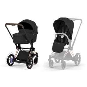 NEW CYBEX e-Priam Pushchair Set Comfort Collection - Rose Gold - Sepia Black