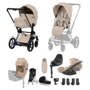 NEW CYBEX e Priam Ultimate Birth & Beyond Bundle Comfort Collection Matt Black Cozy Beige