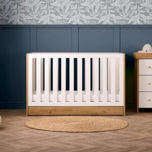Obaby Nika Cot Bed OAK & WHITE (1)