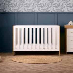 Obaby Nika Cot Bed OAK & WHITE