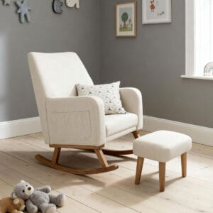 Babymore Callie Nursing Chair with Stool Ivory (1)