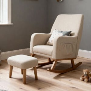 Babymore Callie Nursing Chair with Stool Oatmeal (1)