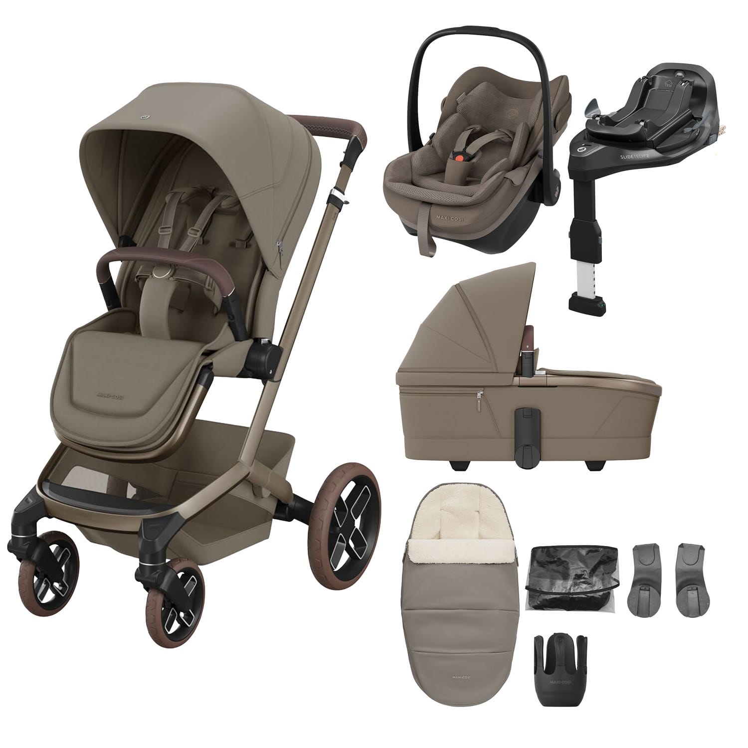 Maxi Cosi Fame 2026 8 Piece Premium Travel System Oak Truffle