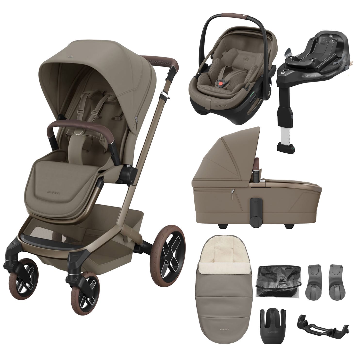 Maxi Cosi Fame 2026 8 Piece Ultimate Travel System Oak Truffle