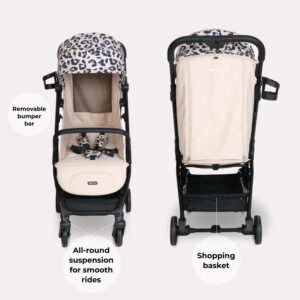 My Babiie MBX6 Auto fold Stroller Fawn Leopard (3)