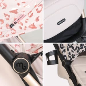 My Babiie MBX6 Auto fold Stroller Pink Leopard (7)