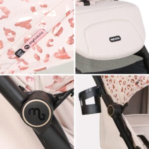 My Babiie MBX6 Auto fold Stroller Pink Leopard1